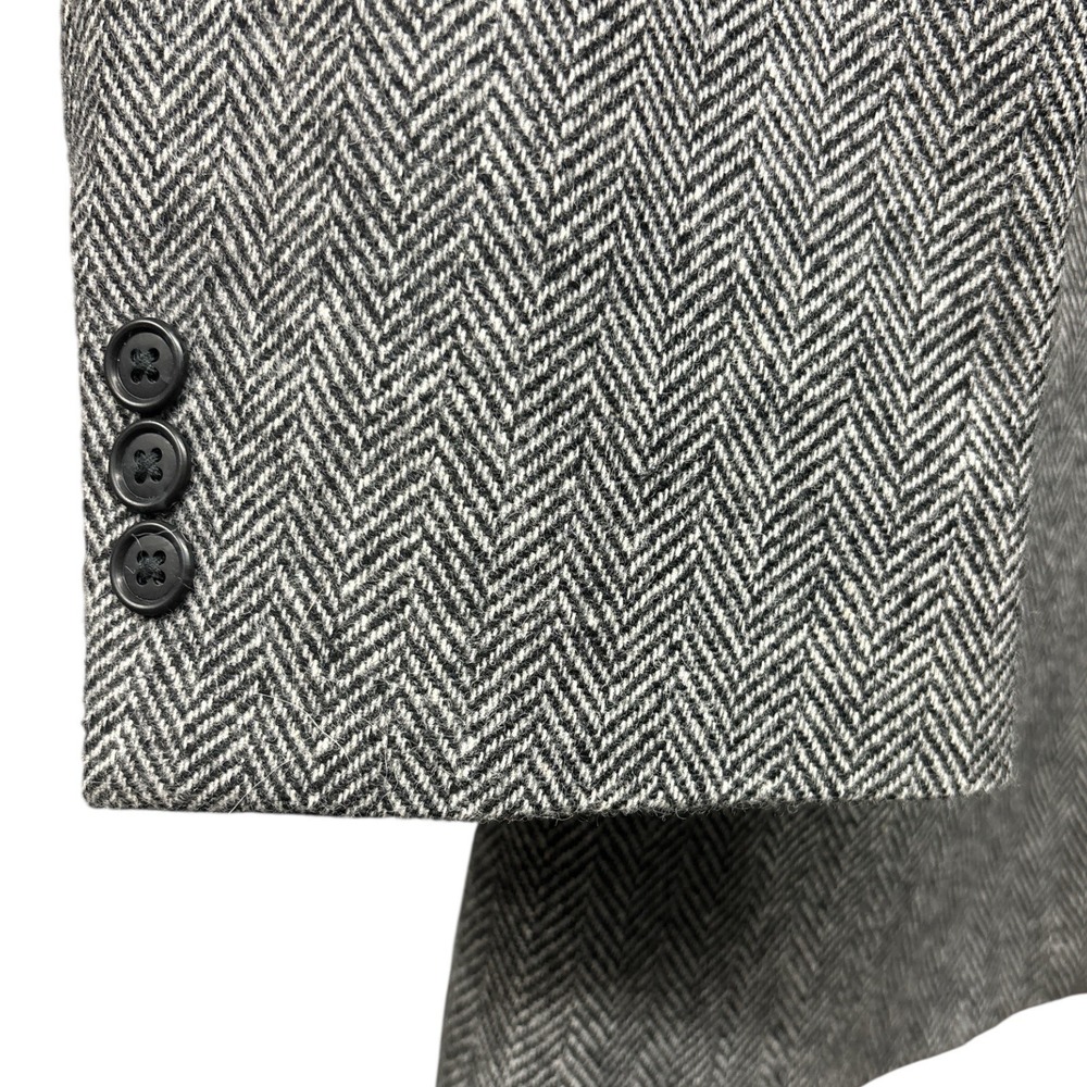 Town Craft Men's Tweed Sport Coat Blazer Two Button Gray Herringbone 46L - Picture 11 of 12